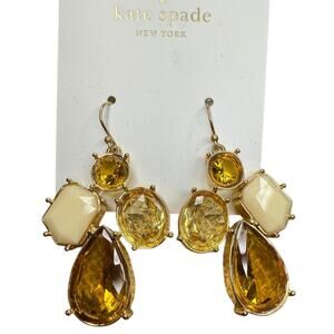 Kate Spade NY Crystal Drop‎ Dangle Bling Earrings Pageant Prom 14k Gold Fill new